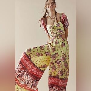Free People Bali Citrus Skies Jumpsuit Size Medium